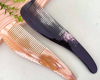 Natural Buffalo Bird Wings Horn Comb, Anti-Static Handmade Pocket Horn Comb, Middle Ages Comb, Head Massage Helps Blood Circulation