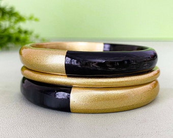 Set of 3pcs Gold Lacquered Bangle, Natural Buffalo Horn Bangle, Horn Bracelet, Bangle Bracelets, Horn Bangles Gift for Woman,Lucky Bracelets
