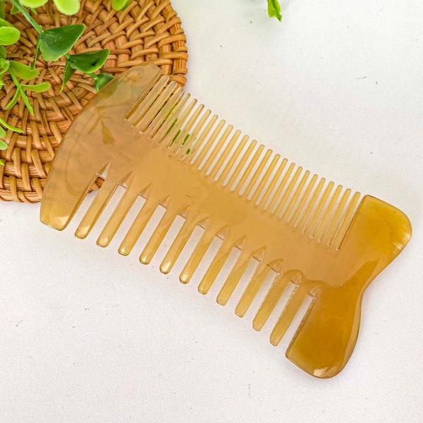 Natural Buffalo Horn Comb, Anti-Static Handmade Horn Comb, Double Sided Beard Comb,Boyfriend Holiday Gift,Christmas Gift