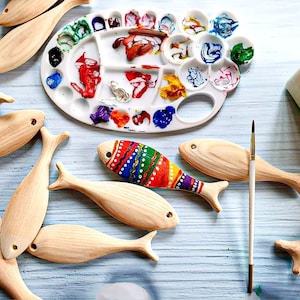 Blank Fish for DIY Craft Projects Wood Fish Decor Decorative Wood Fish Baby Toys Gift for Kid