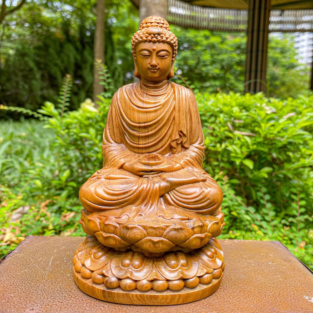 Buddha Statue Small for Home, Wooden Statue, Wooden Sitting Gautama