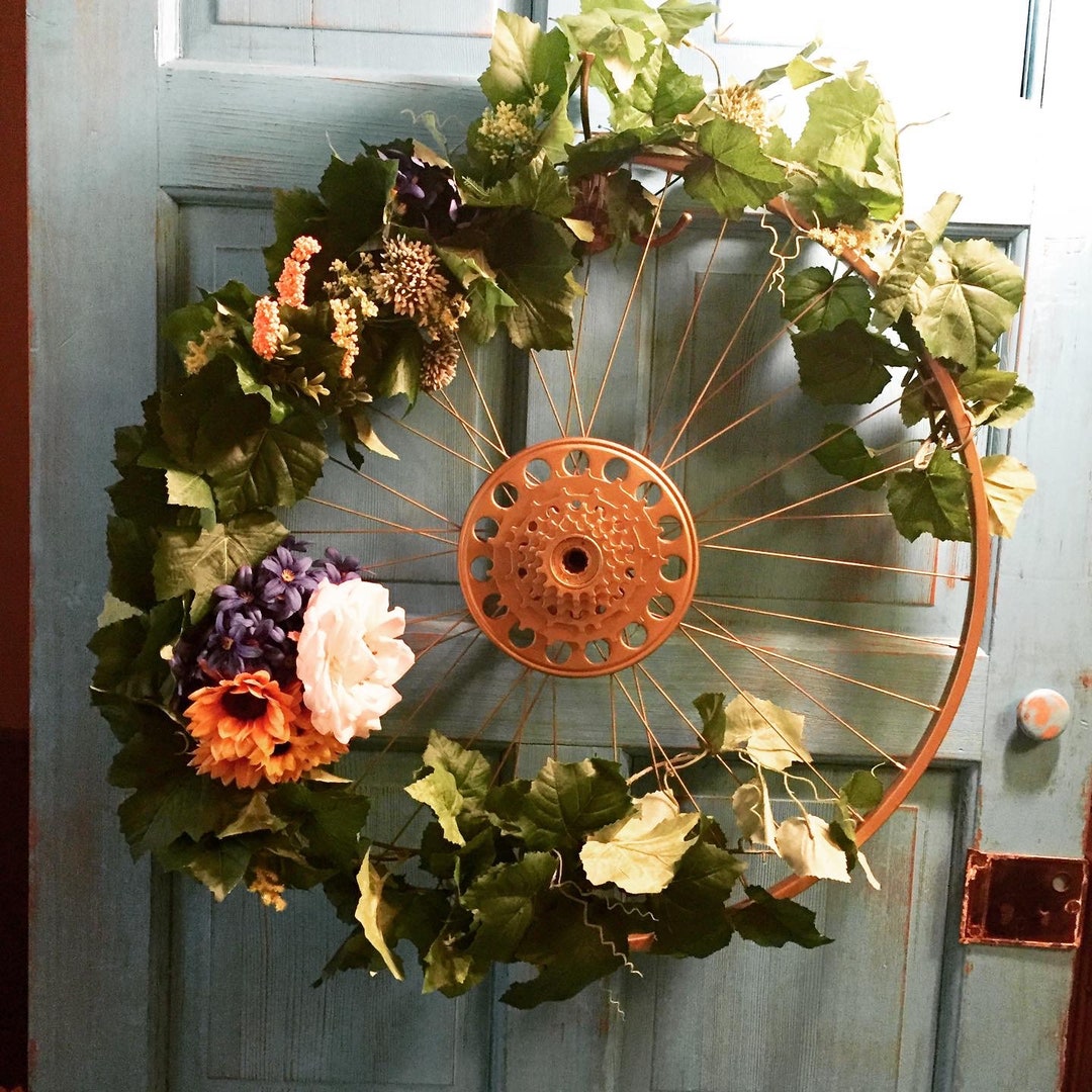 Gold Metal Bicycle Spoke Wreath Etsy