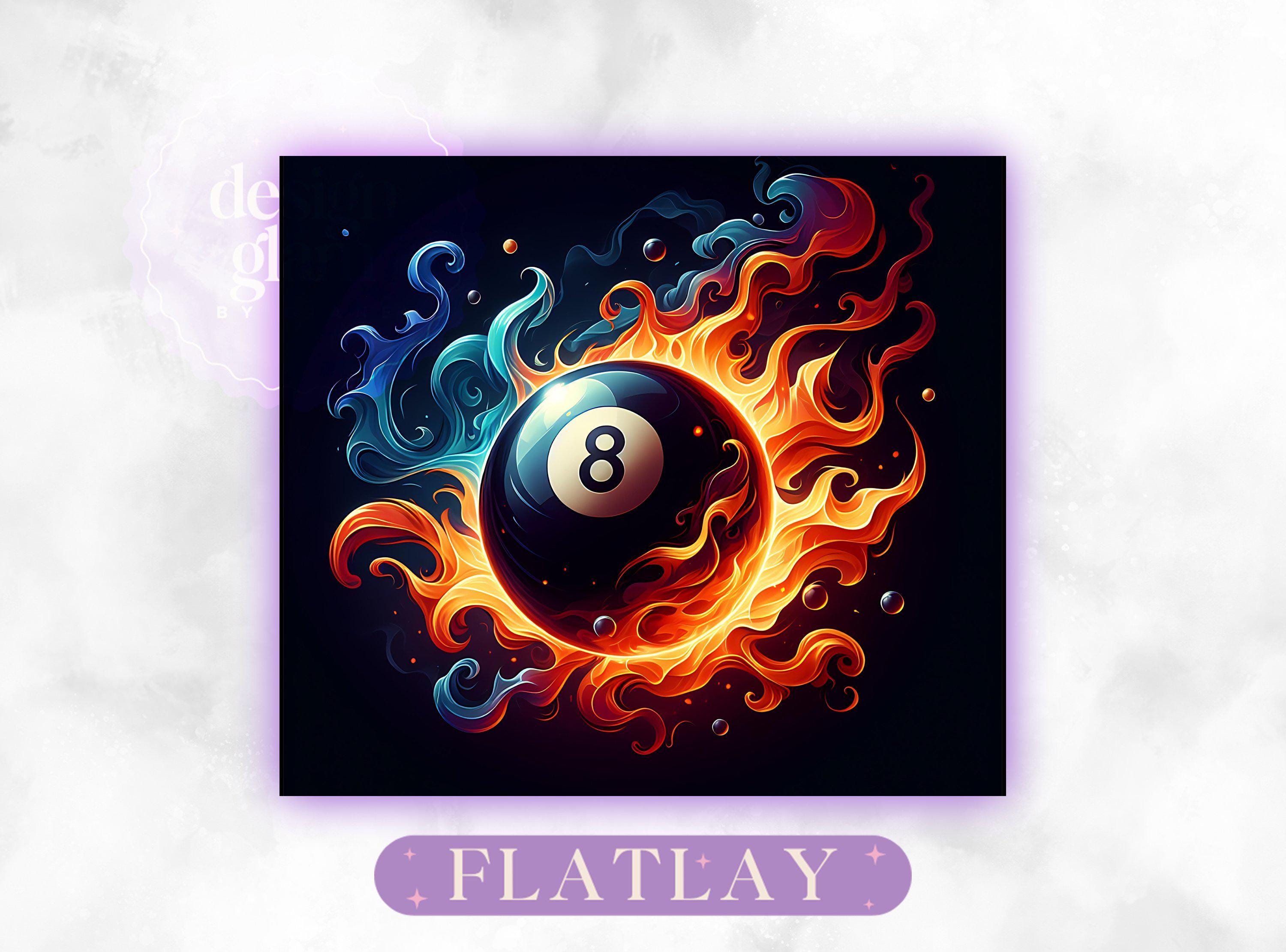 Flaming 8 Ball 20oz Sublimation Tumbler, Fire and Ice Billiards Design ...