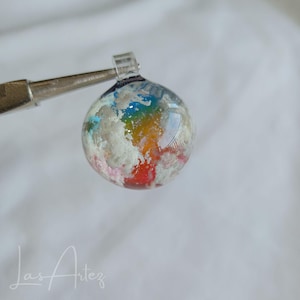 Rainbow Cloud Sky Resin Pendant, Dreamy Sky Resin Ball, Cloudy Sky, Wish Necklace Handmade, Gold Plated Necklace