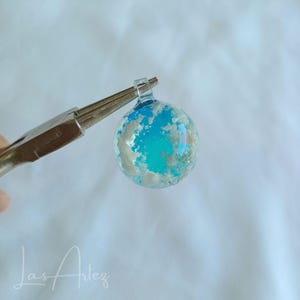 Blue Sky Cloud Resin Ball Pendant, Clouds Resin Charm with Wax Cord Necklace, Blue Purple Sunset Sky, Wish Necklace, Handmade Resin Jewel