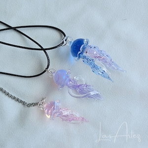 Hand-Blown Glass Jellyfish Necklace: Ocean Marine Pendant