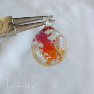 Sunset Sky Cloud Resin Ball Pendant, Violet, Red & Yellow Sky Resin Cloud, Aurora Sky Ball, Wish Necklace, Wax Cord Necklace