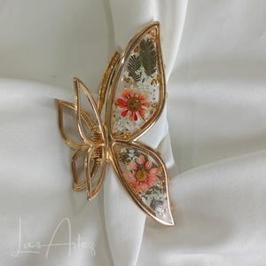 Floral Butterfly Hair Claw, Gold Metal, Olive Leaf & Chamomile, Wedding Hair Accessories