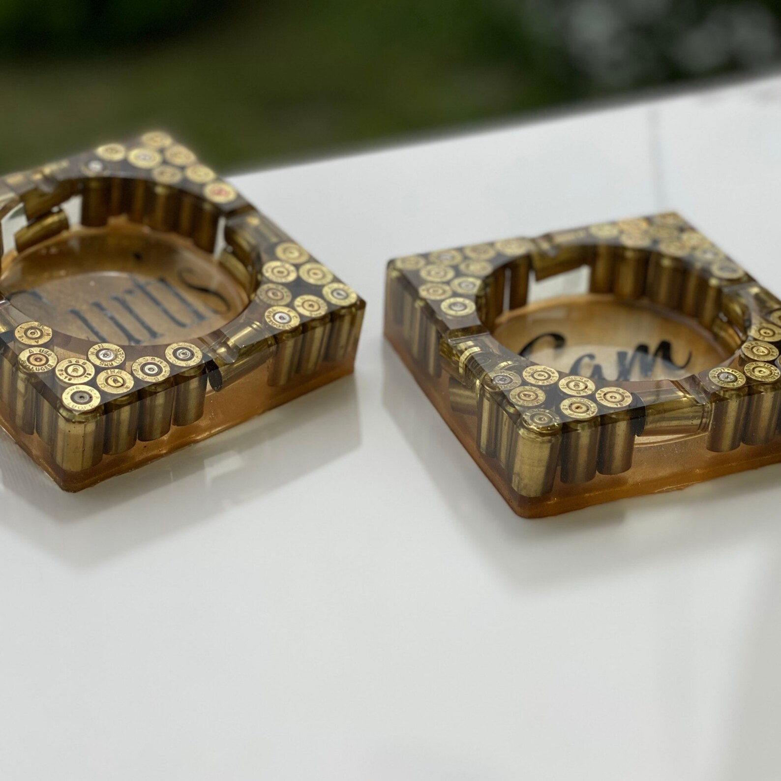 Gold Ashtray 9mm Brass Resin Ashtray Custom Resin Ashtray Etsy