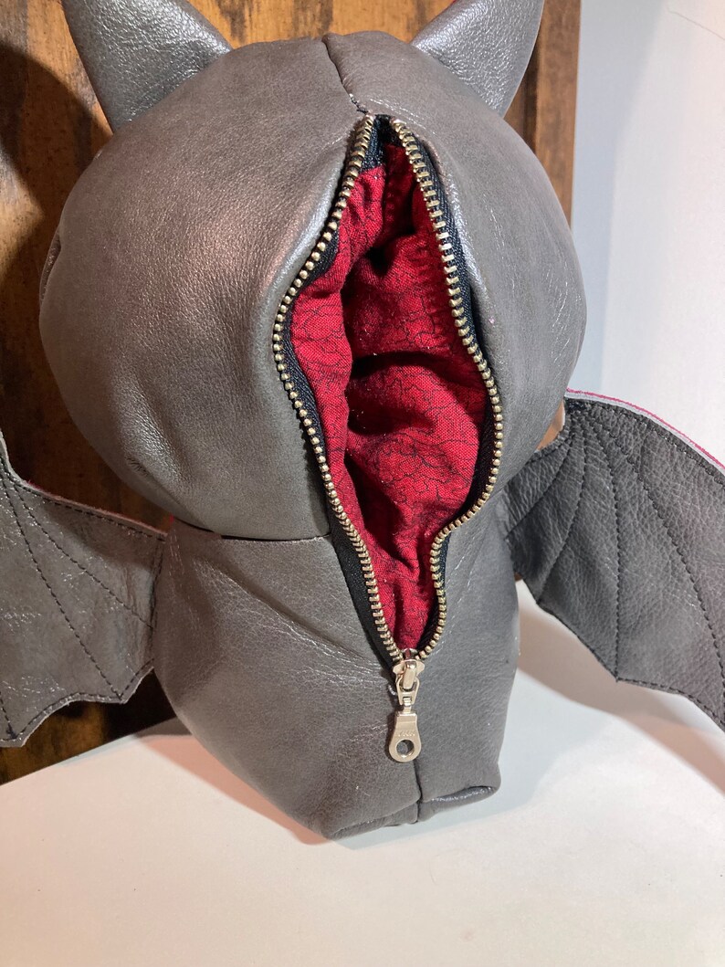 Leather Bat Plush Animal zipper Pocket Etsy
