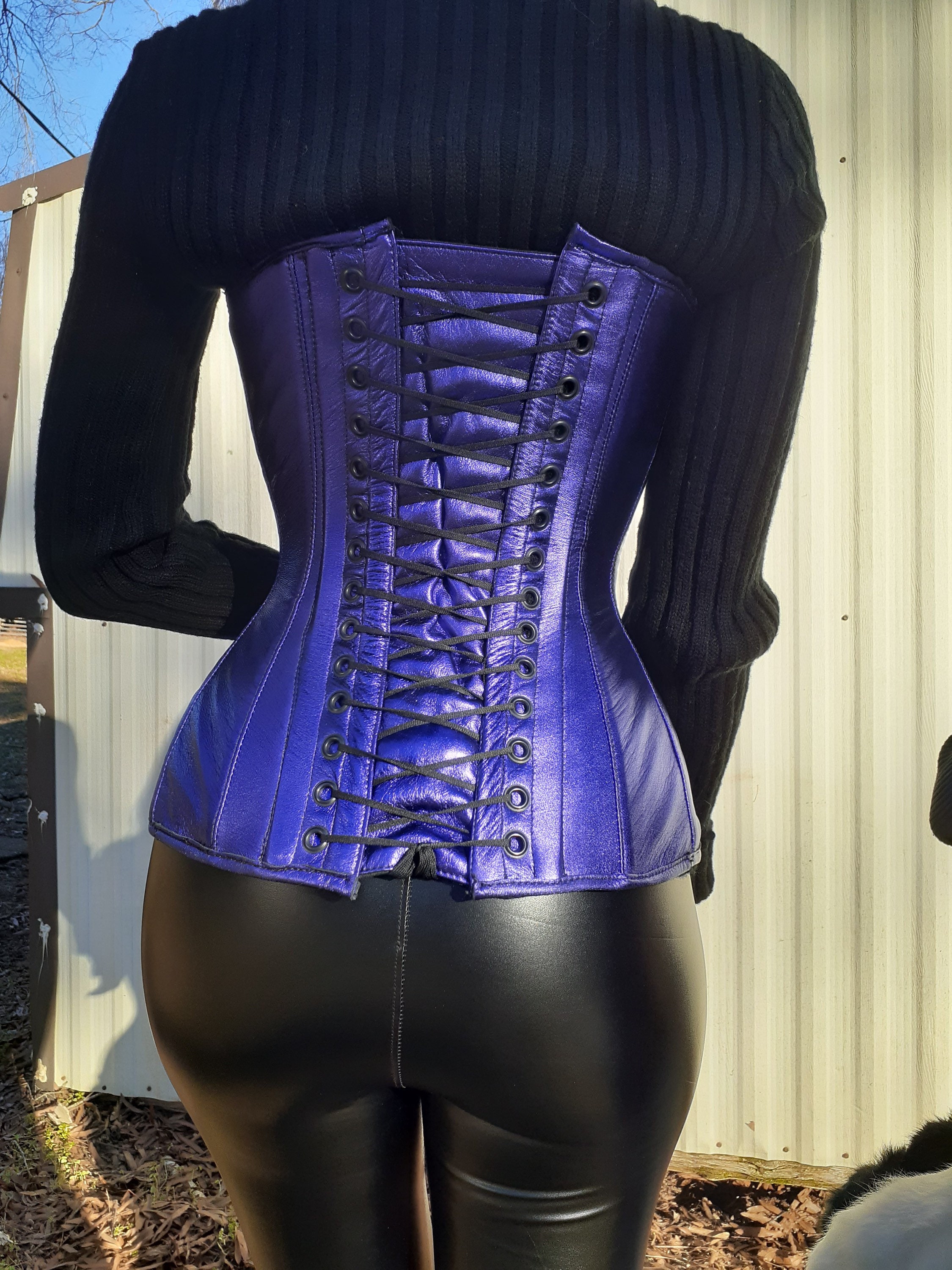 Purple Foil Leather Corset XS-S -  New Zealand