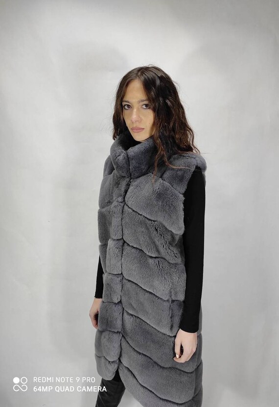 Real Rex Fur Vest. Colour Grey. Genuine 