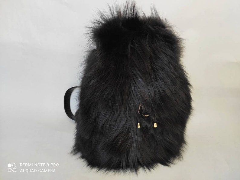 Real fur backpack fox backpack fur and leather backpack luxury fur backpack