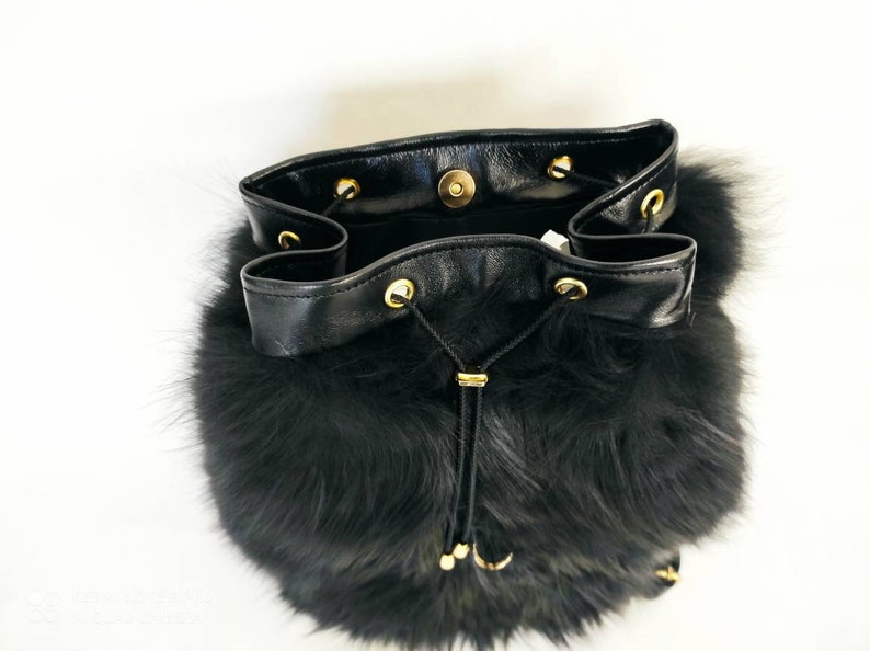 Real fur backpack fox backpack fur and leather backpack luxury fur backpack