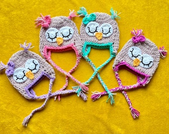 Sleepy Owl Hat / Crochet Owl Hat / Sleepy Owl Hat / Handmade Owl Hat / Baby Hat / Kid’s Hat / Adult Hat