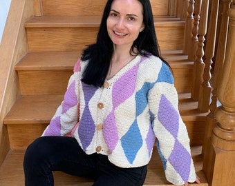Diamond Crochet Cardigan Pattern: Beginner-Friendly DIY (PDF Pattern)