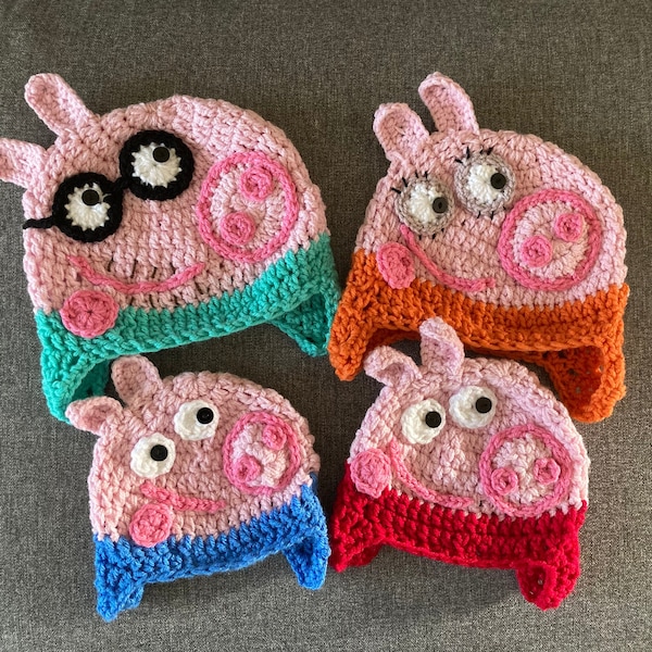 Peppa Pig-Inspired Hat / Peppa Pig / George Pig / Mummy Pig / Daddy Pig / Handmade Hat / Crochet Hat / Pig Hat / Crochet Pig Hat