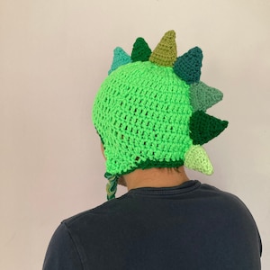 Dinosaur Hat / Available With or Without Tassels / Stegosaurus Hat / Crochet Hat / Dinosaur Crochet Hat / Handmade Hat / Green Hat