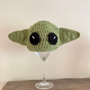 Baby Yoda-Inspired Hat With Eyes / Alien Crochet Hat / Handmade Hat / Crochet Hat / Monster Hat