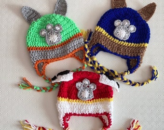 Paw Patrol-Inspired Hat / Chase Hat / Marshall Hat / Dog Hat / Crochet Hat / Animal Hat / Handmade Hat / Baby Hat / Kid’s Hat / Teen Hat