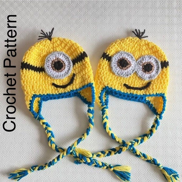 Minion-Inspired Crochet Hat Pattern / Minion Hat / Crochet Hat / Pattern /  Digital PDF Download / 9 Sizes Available; Baby to Adult.