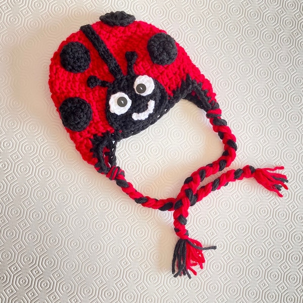 Bonnet coccinelle / Bonnet coccinelle / Bonnet coccinelle au crochet / Bonnet fait main / Bonnet fille au crochet / Bonnet bébé fait main / Bonnet animal