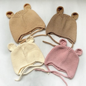 Handmade Teddy Bear Bonnet: Soft Acrylic Knit Baby Hat