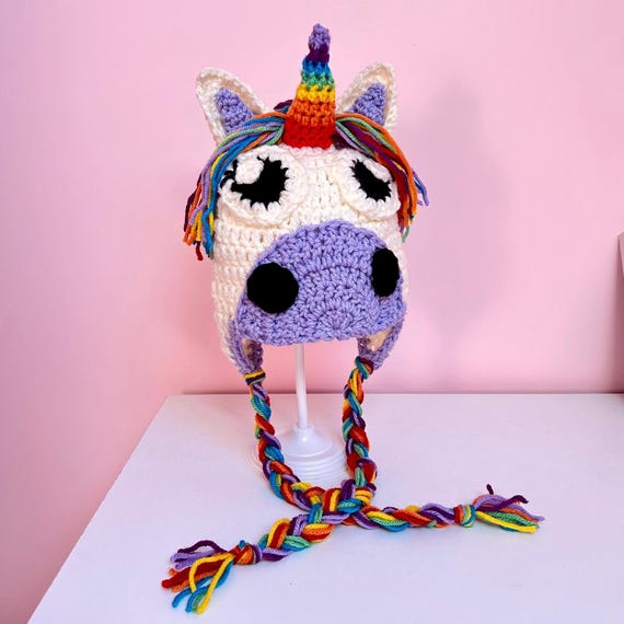 Handmade Crochet Unicorn Hat 5 Little Monsters: Crocheted Unicorn Hat with Flowers main image 3