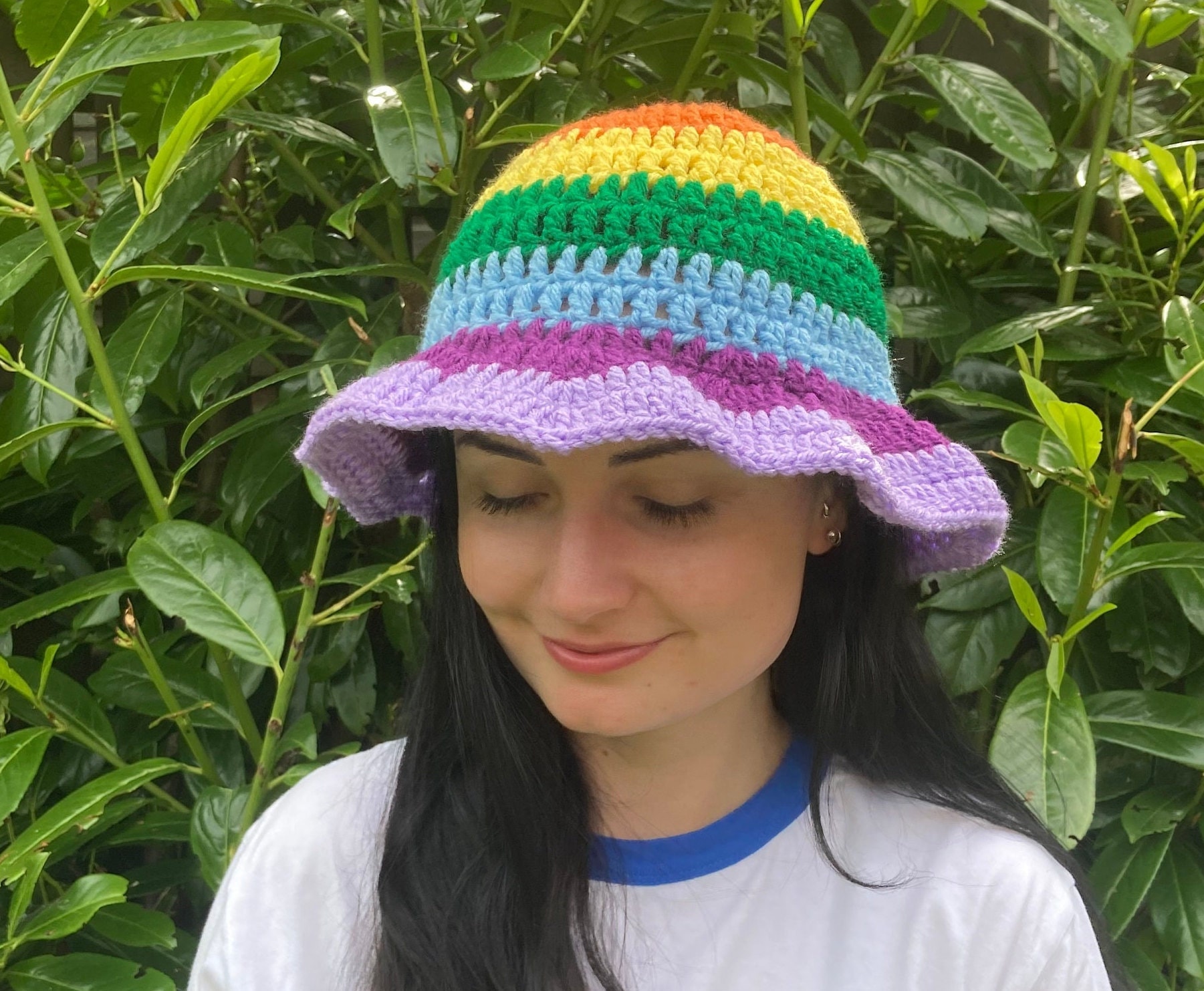Rainbow Bucket Hat Pride Hat Pride Bucket Hat Crochet Bucket Hat Hat Rainbow Hat Festival Hat Summer Hat Gay Pride Hat Etsy