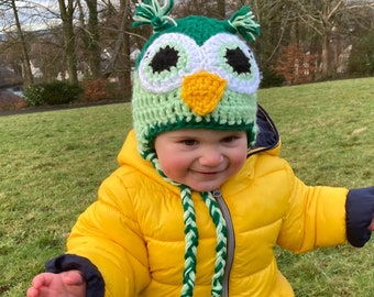 Owl Hat / Crochet Owl Hat / With Ear Flaps and Tassels / Handmade Owl Hat / Baby Hat / Kid’s Hat / Adult Hat / Crochet Owl / Animal Hat