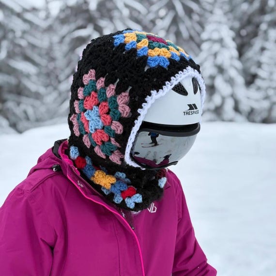 Handmade Crocheted Ski Helmet Cover / Motorcycle Helmet Cover