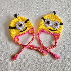 Gorro inspirado en Minions / Con borlas / Gorro de monstruo / Gorro de crochet / Gorro de extraterrestre / Gorro hecho a mano / Gorro de bebé / Gorro de niño / Gorro de adolescente / Gorro de adulto
