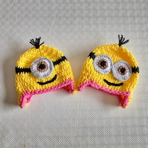 Minion-Inspired Hat / Minion-Inspired Crochet Hat / Yellow Alien Hat / Monster Hat / Crochet Alien Hat / Handmade Hat / Baby Hat / Kid’s Hat