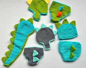 Crochet Dinosaur Newborn Outfit: Handmade Cotton Photo Prop UK