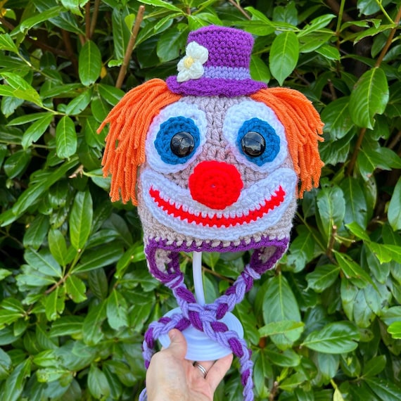 Crochet Clown Hat With Tassels, Handmade Acrylic Circus Hat  display picture 1