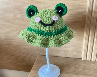 Frog Bucket Hat / Animal Bucket Hat / Crochet Bucket Hat / Crochet Festival Hat / Festival Hat / Summer Hat / Kid’s Bucket Hat / Handmade