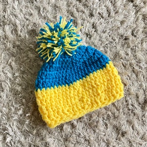 Ukraine Hat / Handmade Crochet Hat / Ukrainian Flag Hat / Blue and Yellow Hat / Ukrainian Hat