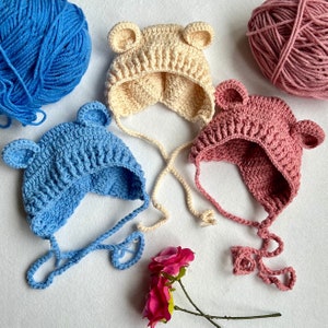 Handmade Teddy Bear Bonnet: Soft Acrylic Baby Hat