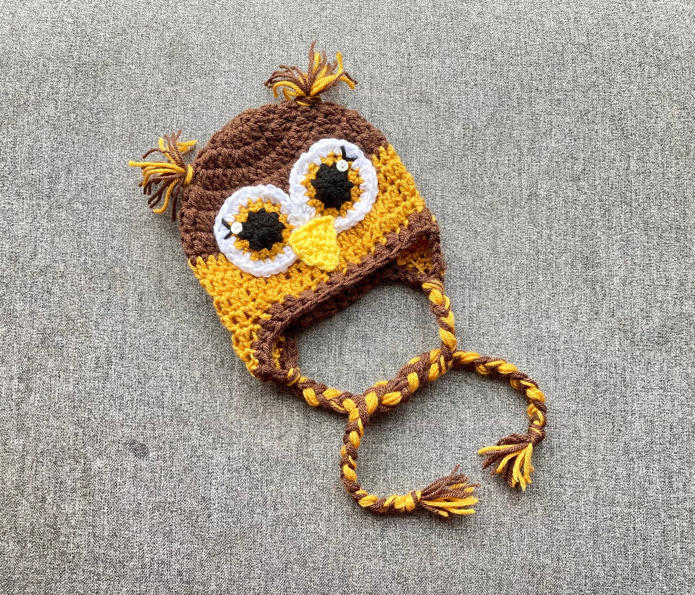 Owl Hat / Crochet Owl Hat / With Ear Flaps and Tassels / Handmade Owl Hat / Baby Hat / Kid’s H