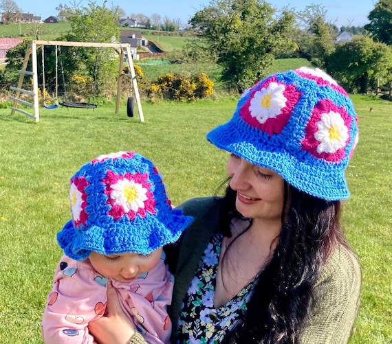 Daisy Bucket Hat / Flower Bucket Hat / Bucket Hat / Crochet Bucket Hat /  Granny Square Bucket Hat / Crochet Festival Hat / Festival Hat -  Canada