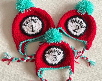 Thing 1 & Thing 2 Hats / Dr Seuss-inspired Hats / Cat In The Hat / Handmade Hats / Twin Hats / Family Hats / Pregnancy Announcement