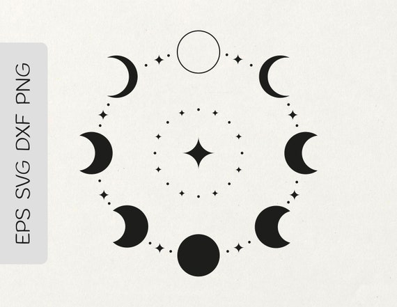 Moon Phases Svg Moon Svg Moon Clipart Pretty Moon Design Etsy