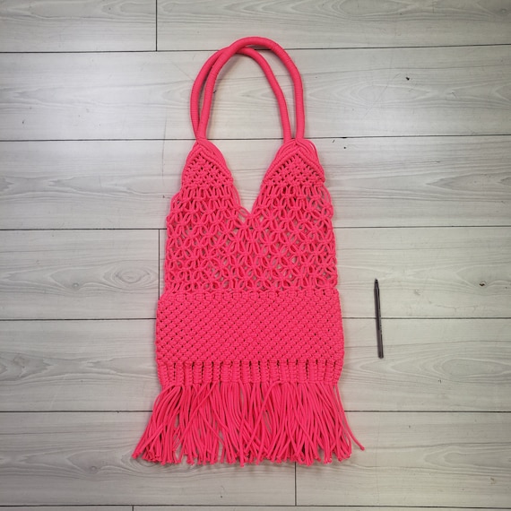 Neon Pink Crochet Vintage 1990s Purse - image 2