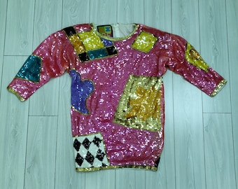 90s Multicolor Sequin Dress