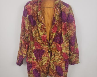 Blazer Inquieta 100% Seda Vintage 90s Talla Mediana