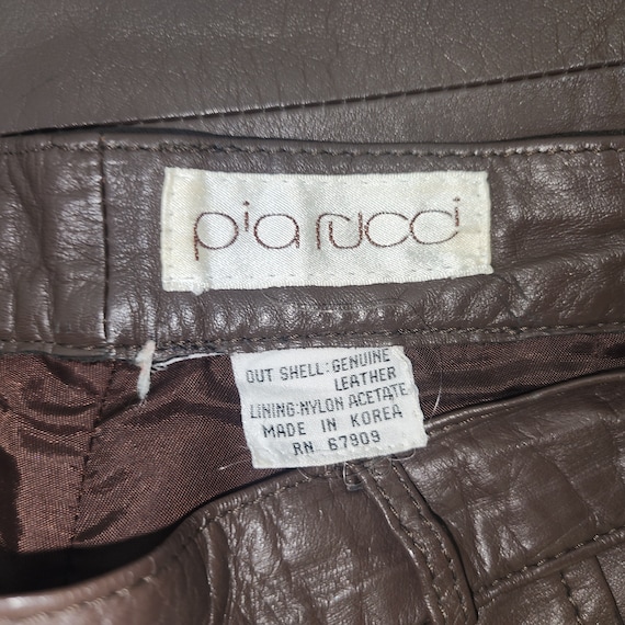Pia Rucci Vintage 1990s Pleated Brown Leather Pan… - image 3