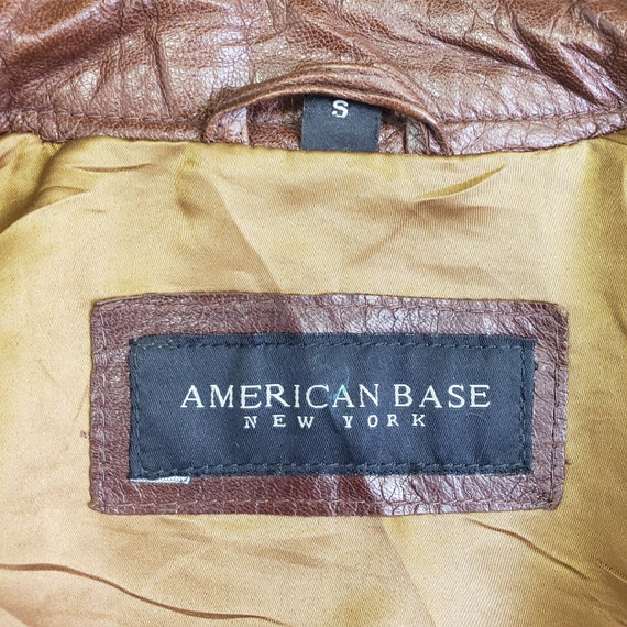 American Base Brown Leather Jacket Vintage 1990s - image 3