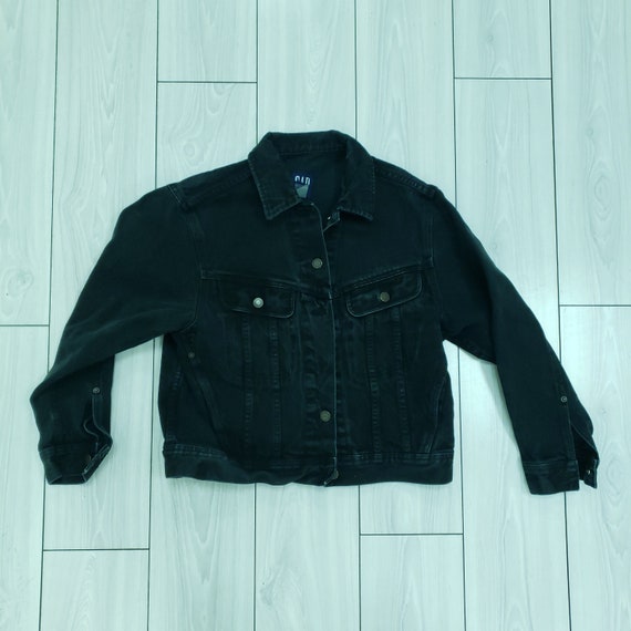 GAP Vintage 1990s Black Denim Jacket - image 1