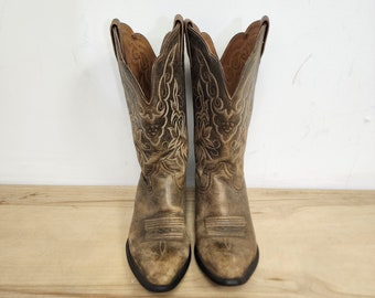 Ariat Leather Cowboy Boots Vintage 1980s