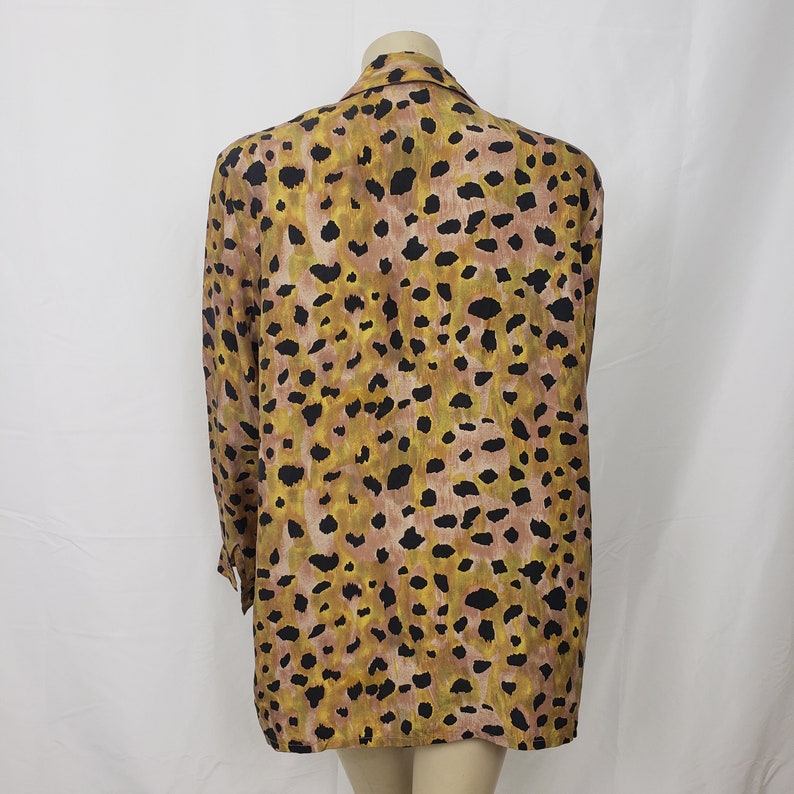 Silk Blouse Animal Print Vintage 1990s image 2